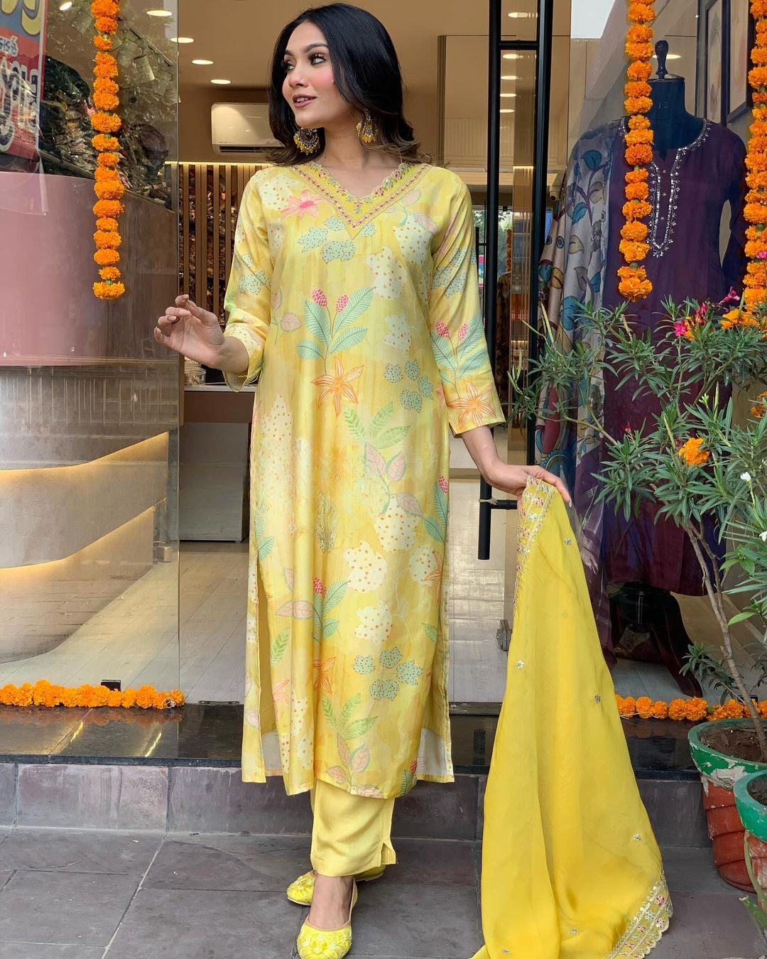 yellow Color Printed Designer Kurti For Party LF-G60