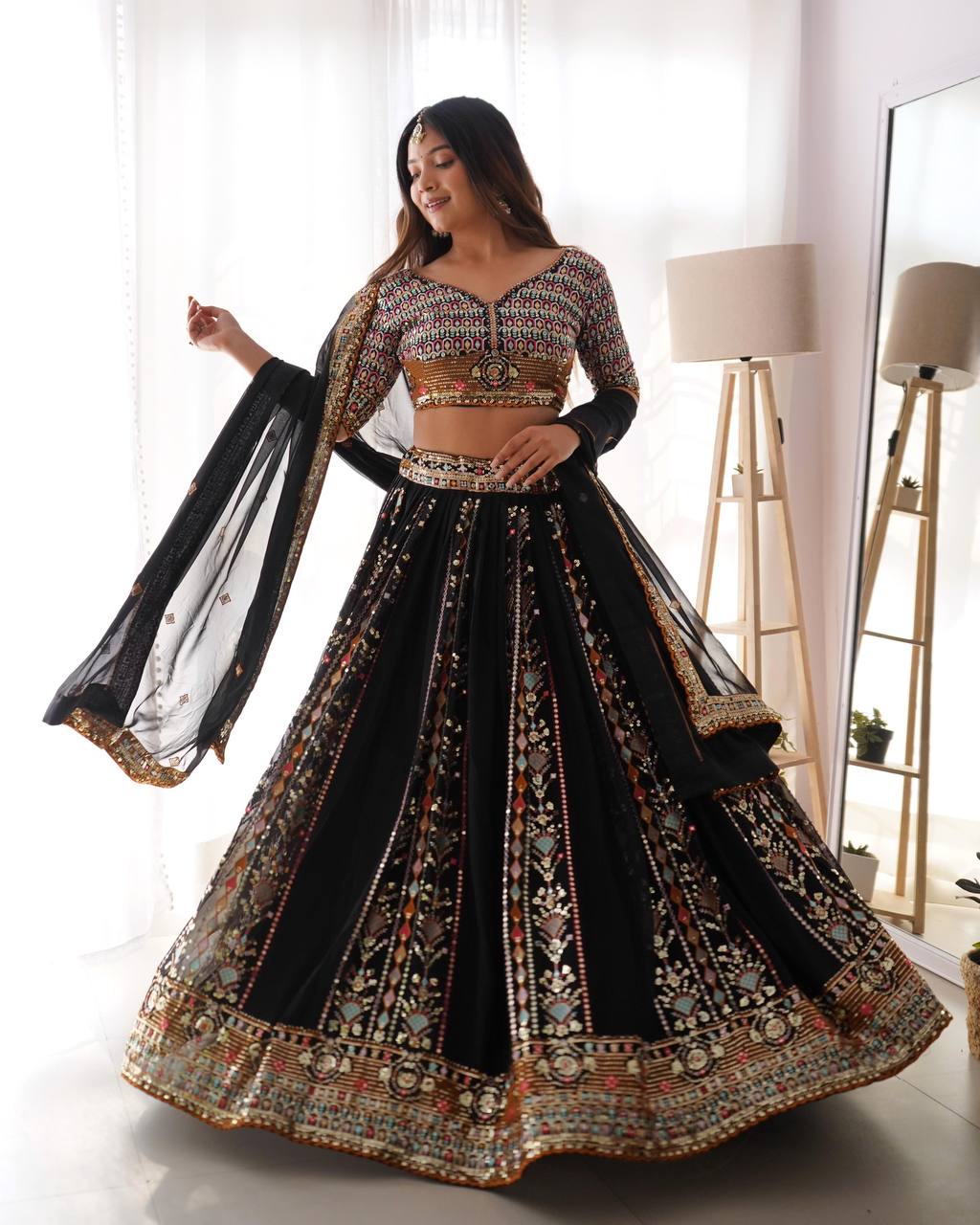 Black lehenga Experience the Elegance QR-8075