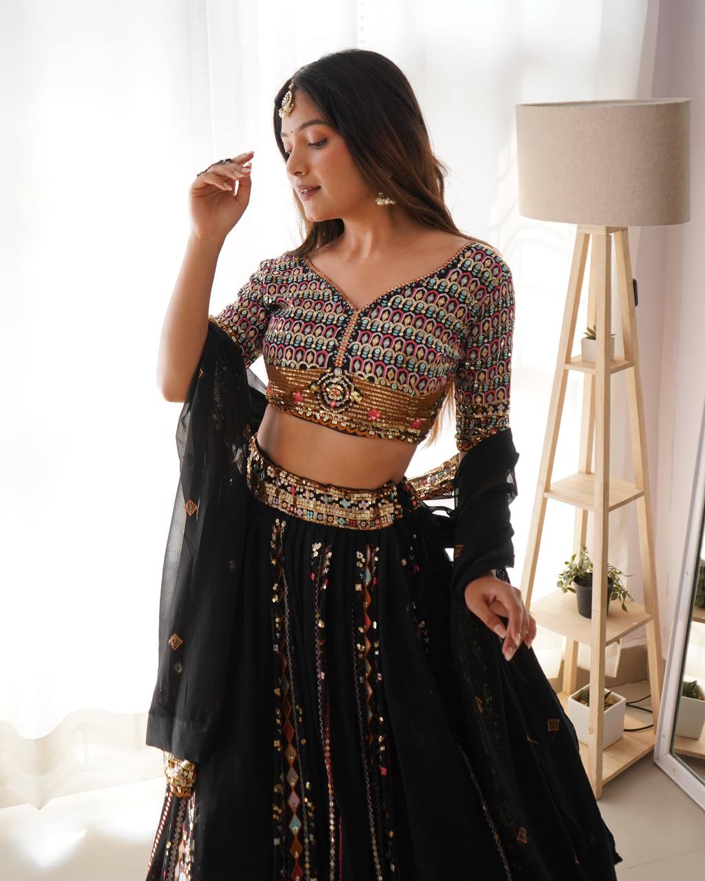 Black lehenga Experience the Elegance QR-8075