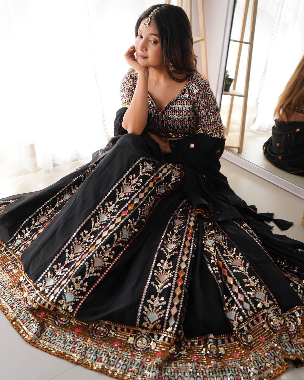 Black lehenga Experience the Elegance QR-8075