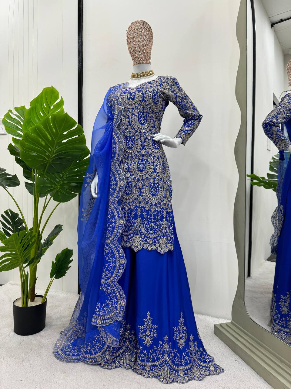 Royal Blue Top & Plazo Set RT-5741