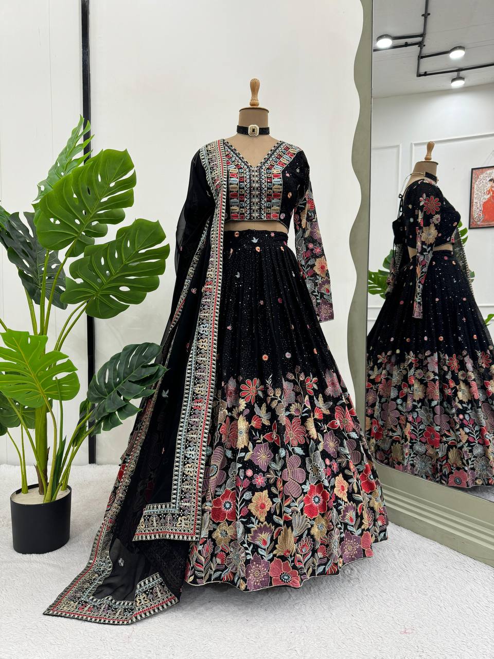 Chic Faux Georgette Lehenga Set QR-286