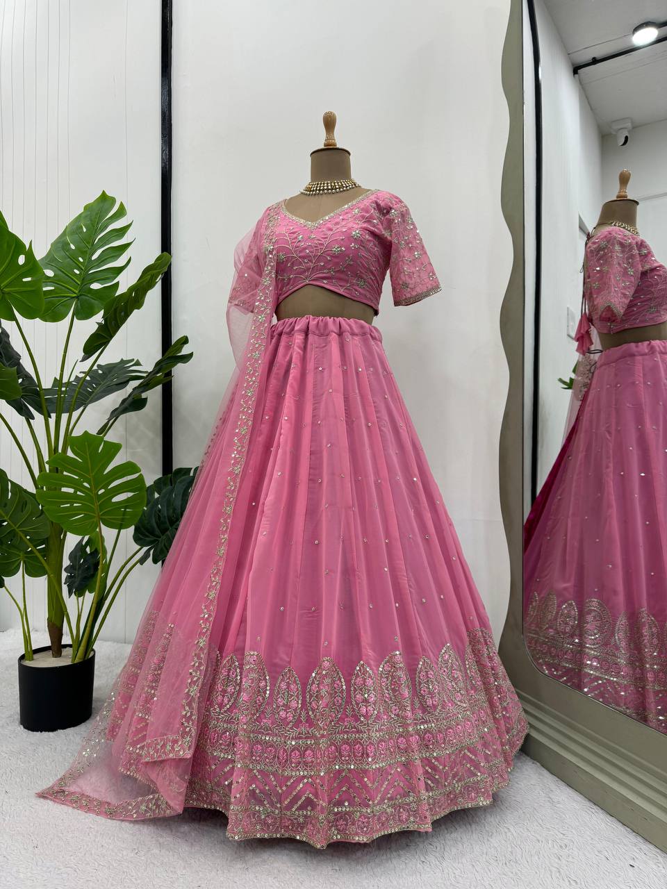 Stylish Faux Georgette Lehenga Set QR-291