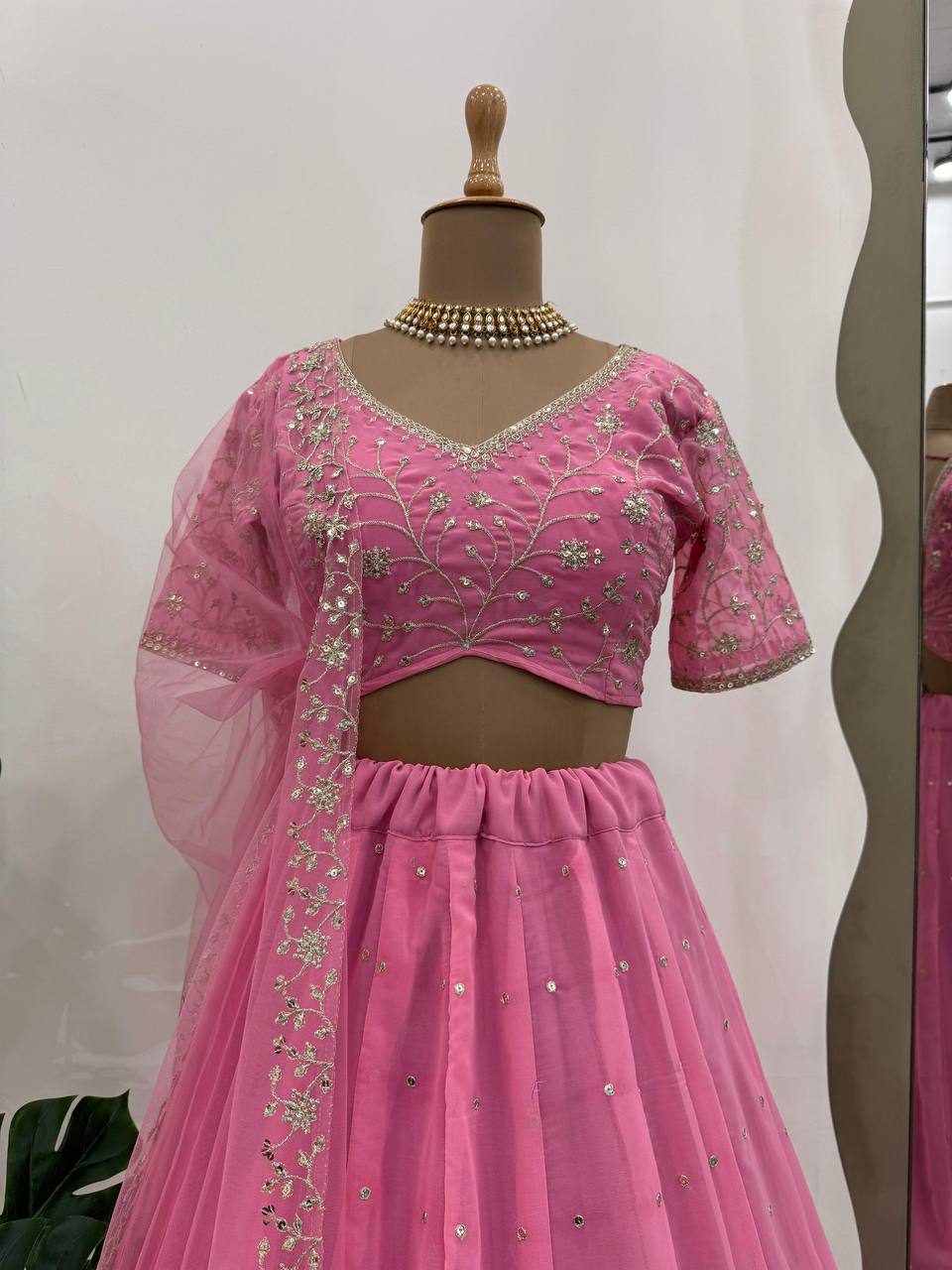 Stylish Faux Georgette Lehenga Set QR-291