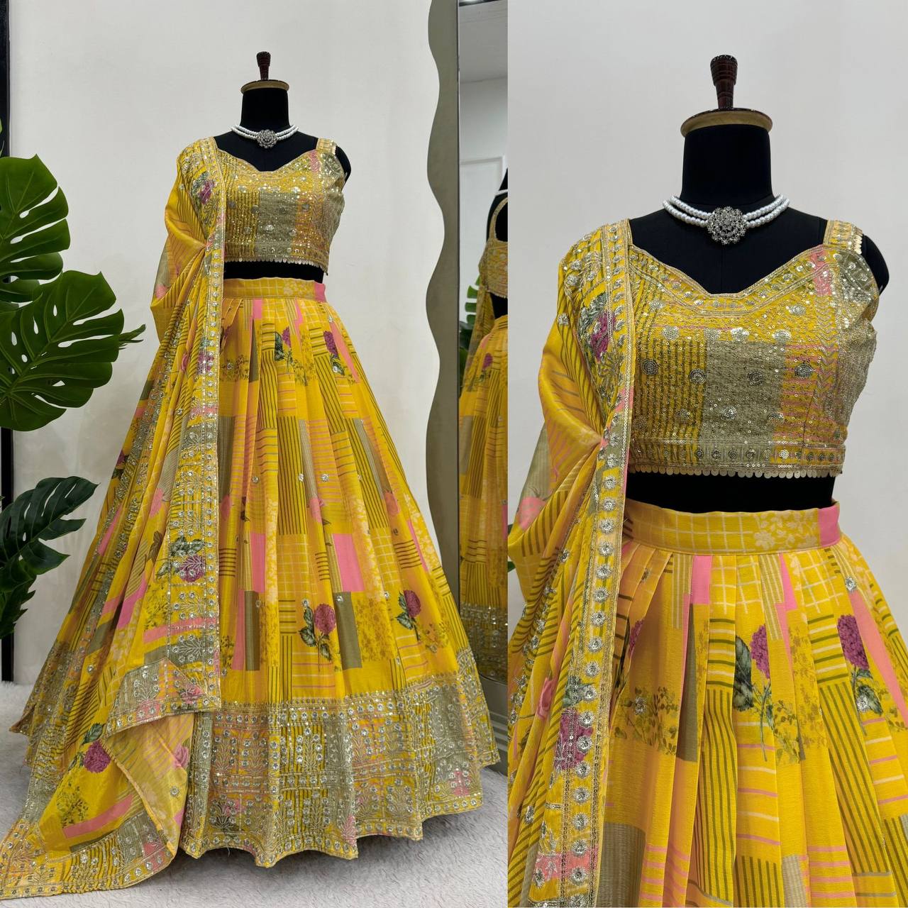 Elegant Chinon Silk Lehenga Set  QR-293