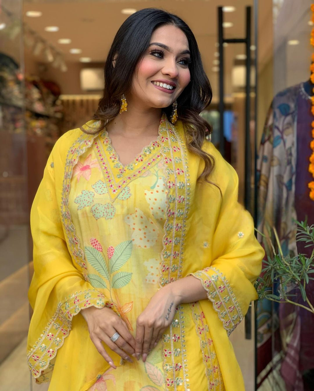 yellow Color Printed Designer Kurti For Party LF-G60