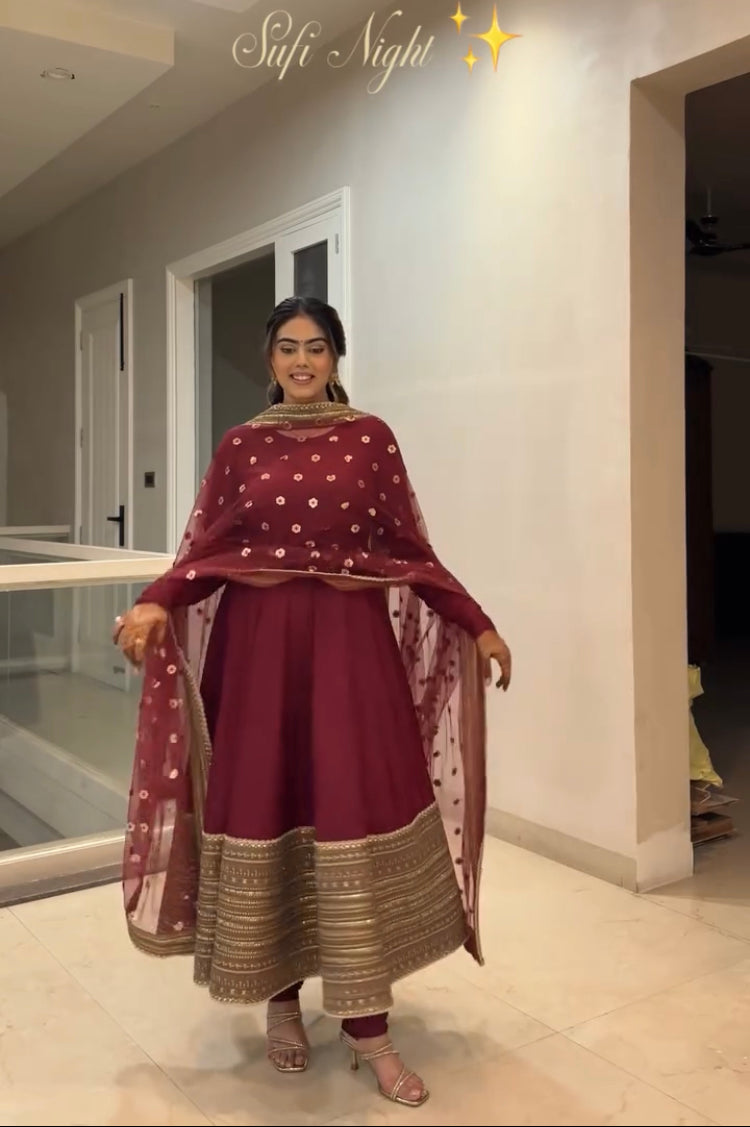 Premium Embroidered Roman Silk Gown Set – Ladyfamina