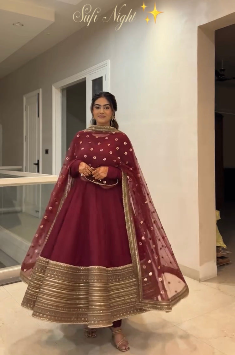 Premium Embroidered Roman Silk Gown Set – Ladyfamina