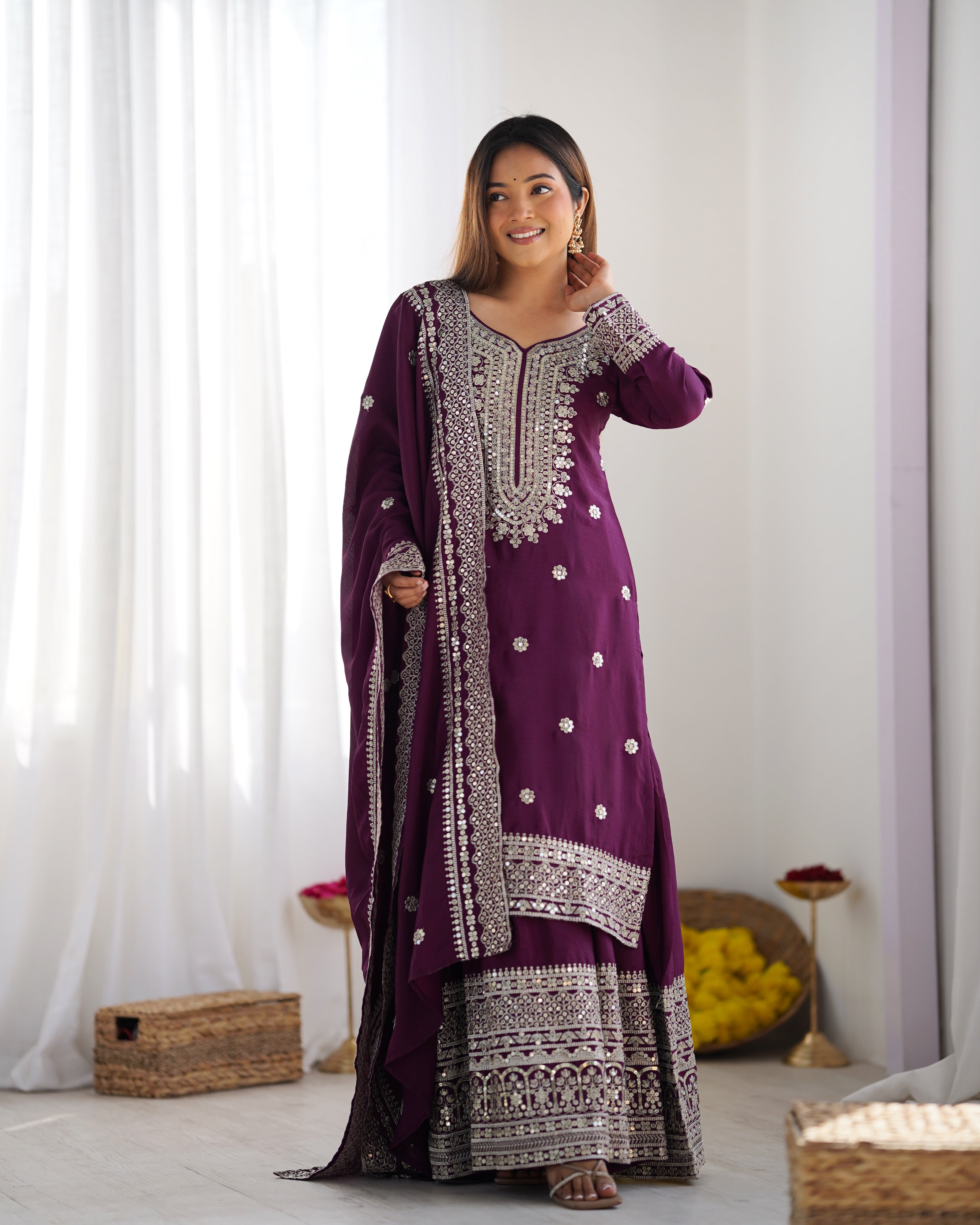 Elegant Pakistani Salwar Suit – NSR-800 Margenta