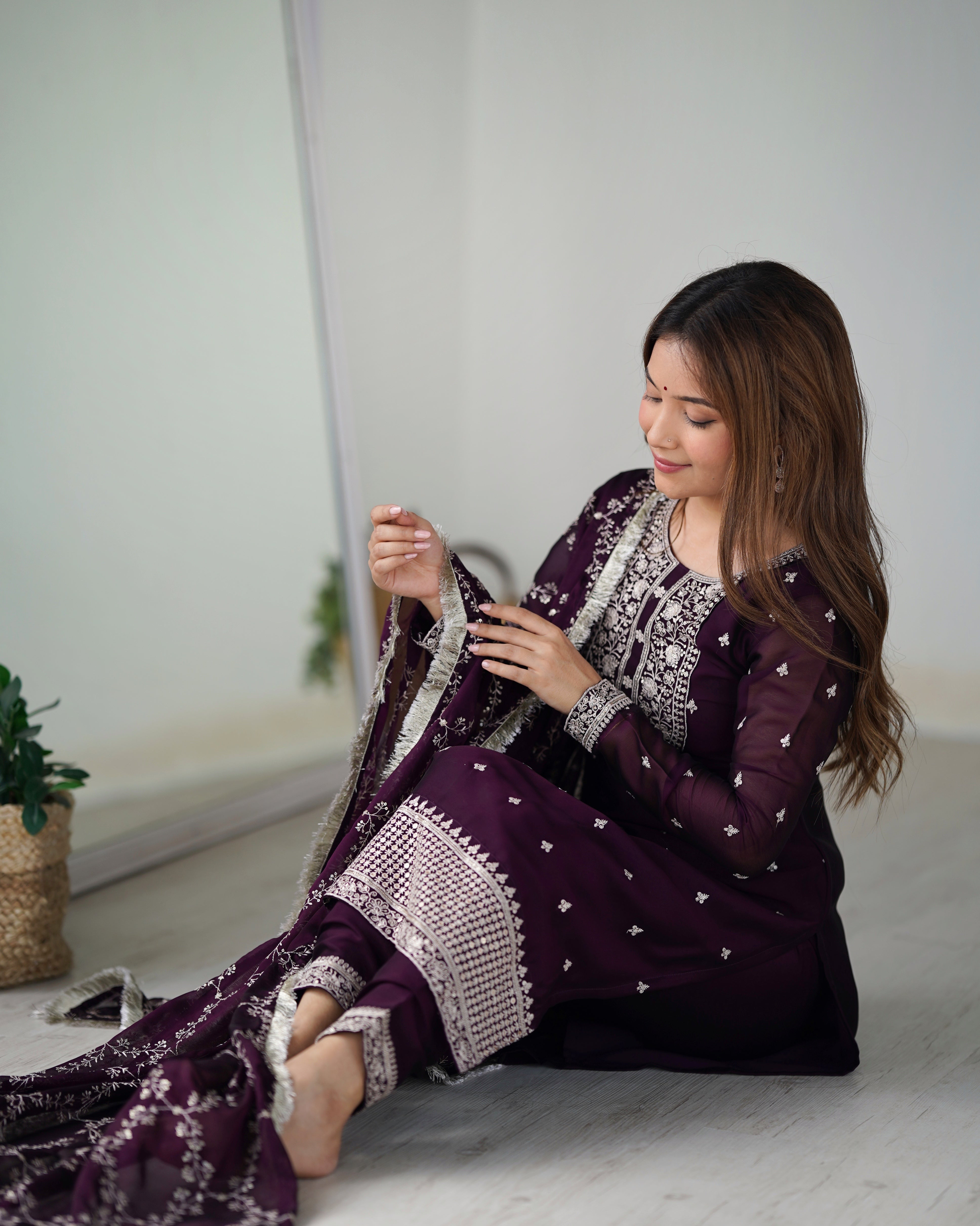 Elegant Pure Blooming Rangoli Silk Kurti Set – Ready to Wear KB-273