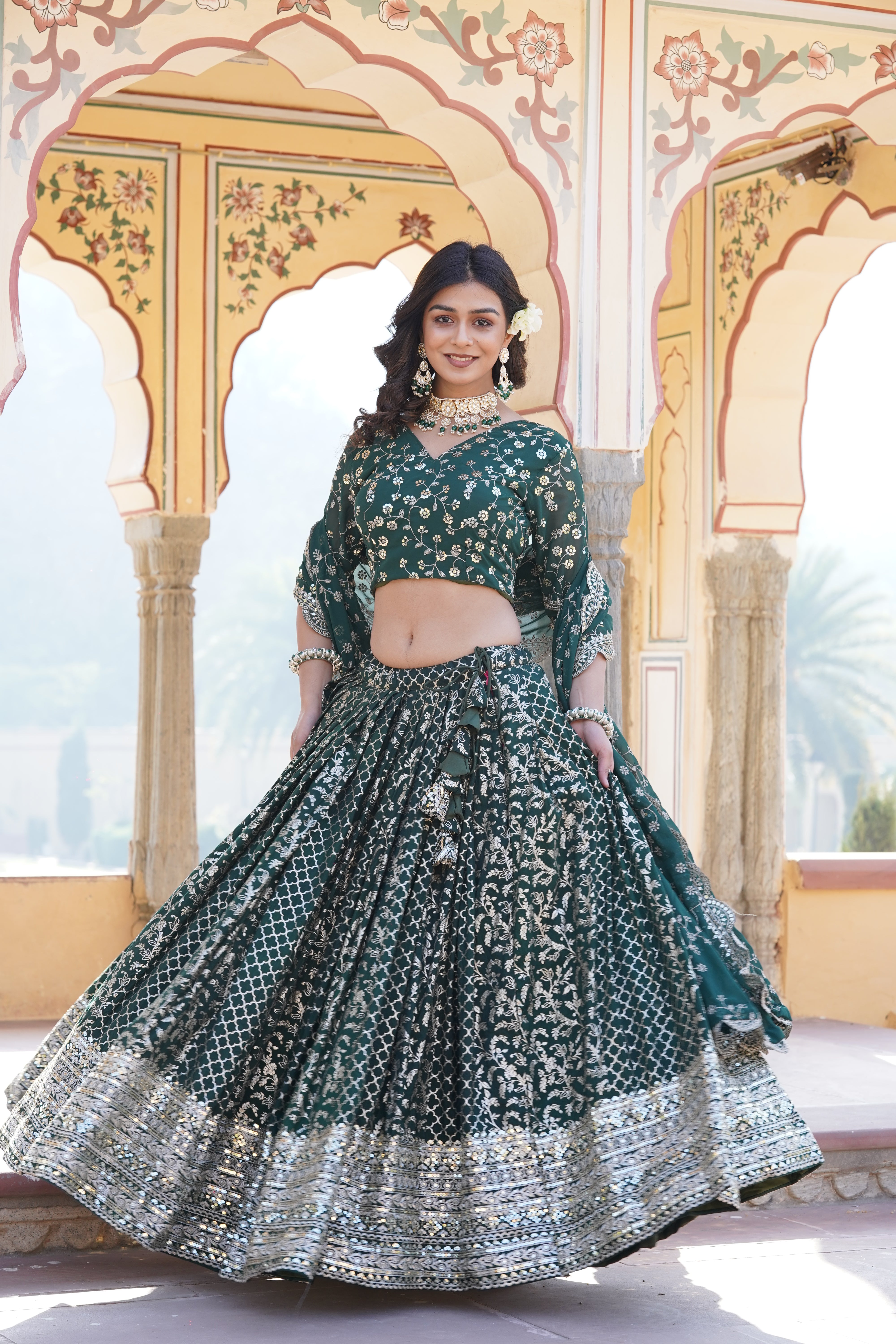 Designer Pure Viscose Jacquard Lehenga Choli & Dupatta Set LW-7093