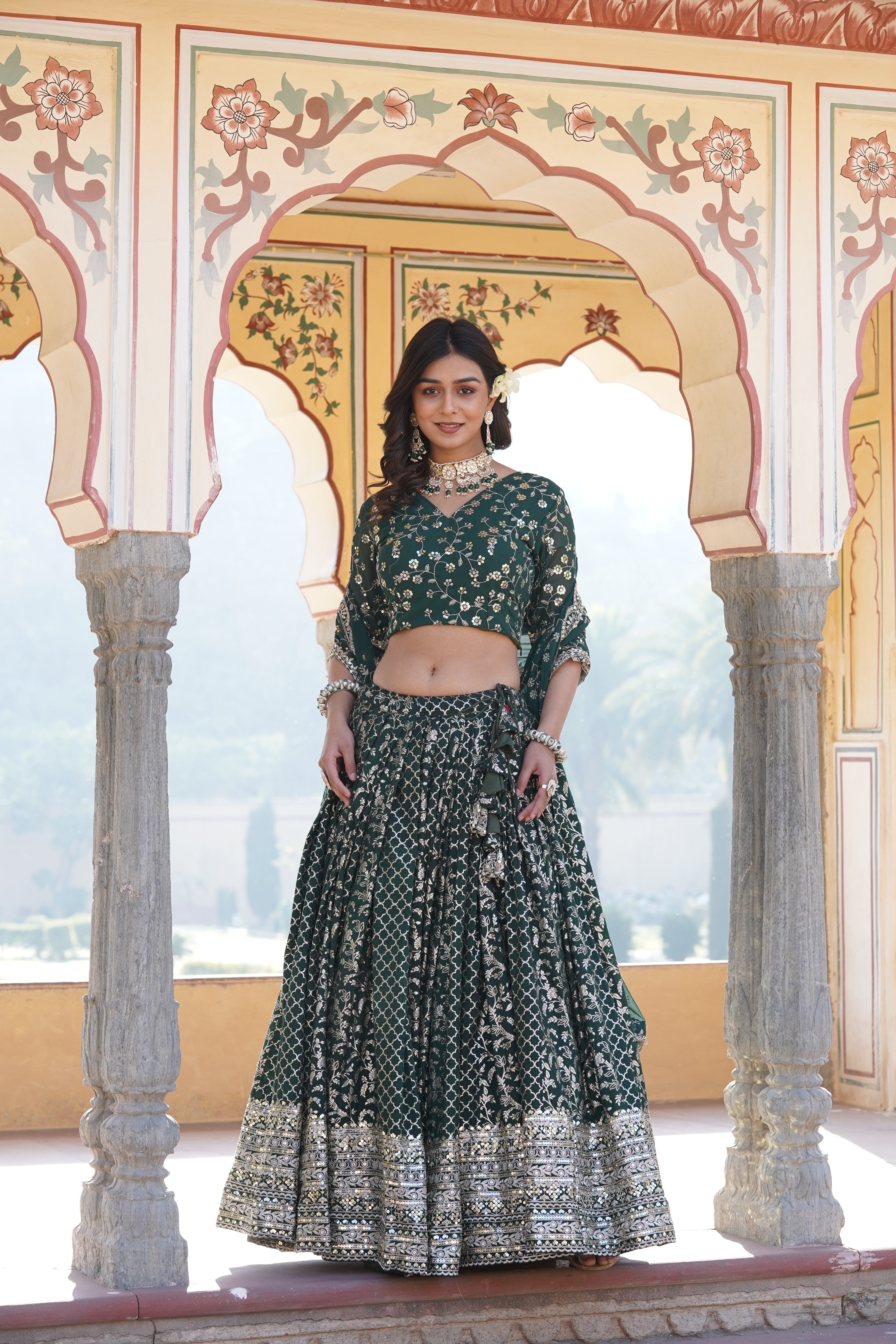 Designer Pure Viscose Jacquard Lehenga Choli & Dupatta Set LW-7093