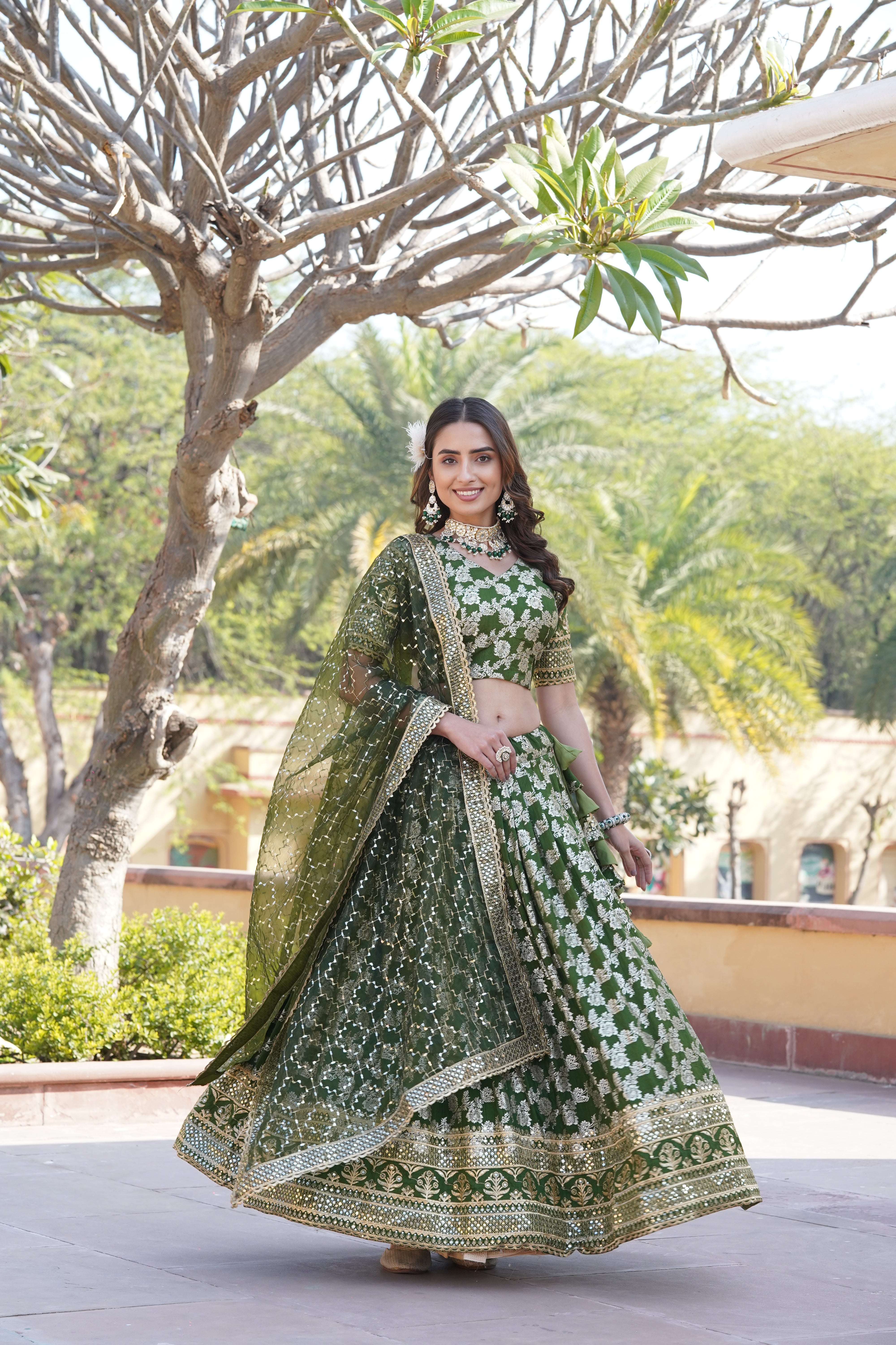 Designer Dyeable Pure Viscose Jacquard Lehenga Choli & Dupatta Set LW-7097