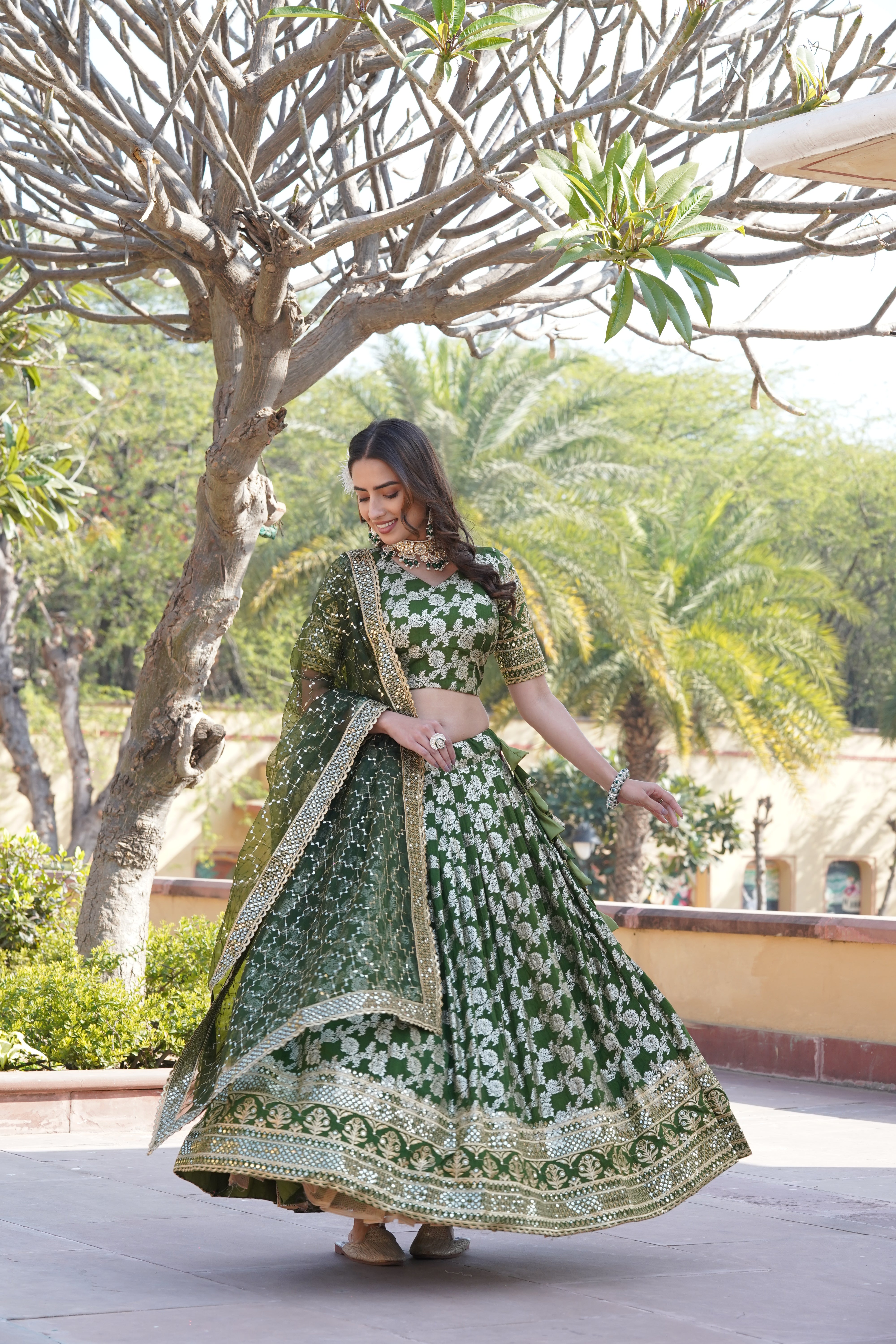 Designer Dyeable Pure Viscose Jacquard Lehenga Choli & Dupatta Set LW-7097