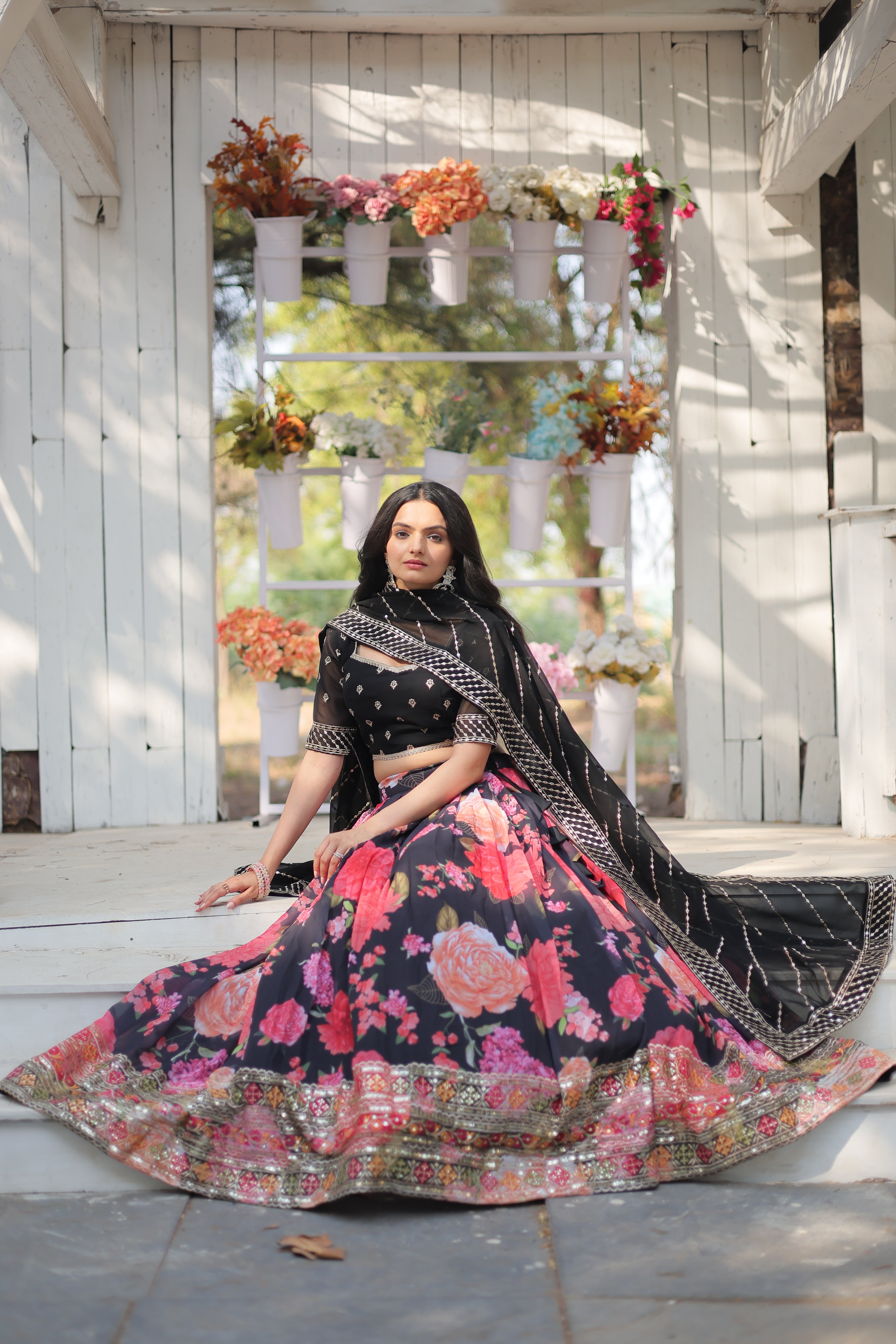 Exquisite Digital Printed Georgette Lehenga Choli Set with Dupatta LW-7110