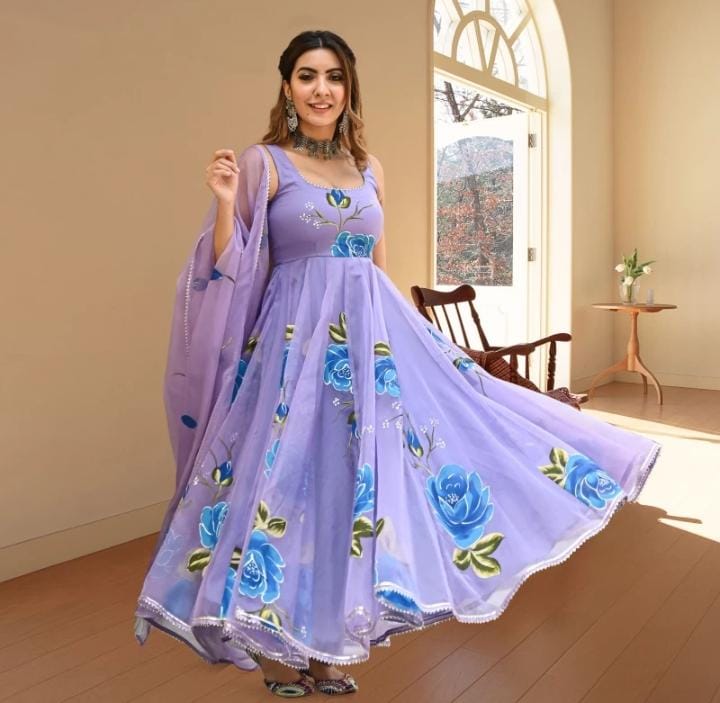 SKY BLUE COLOR ANARKALI SUIT SET LF-G42