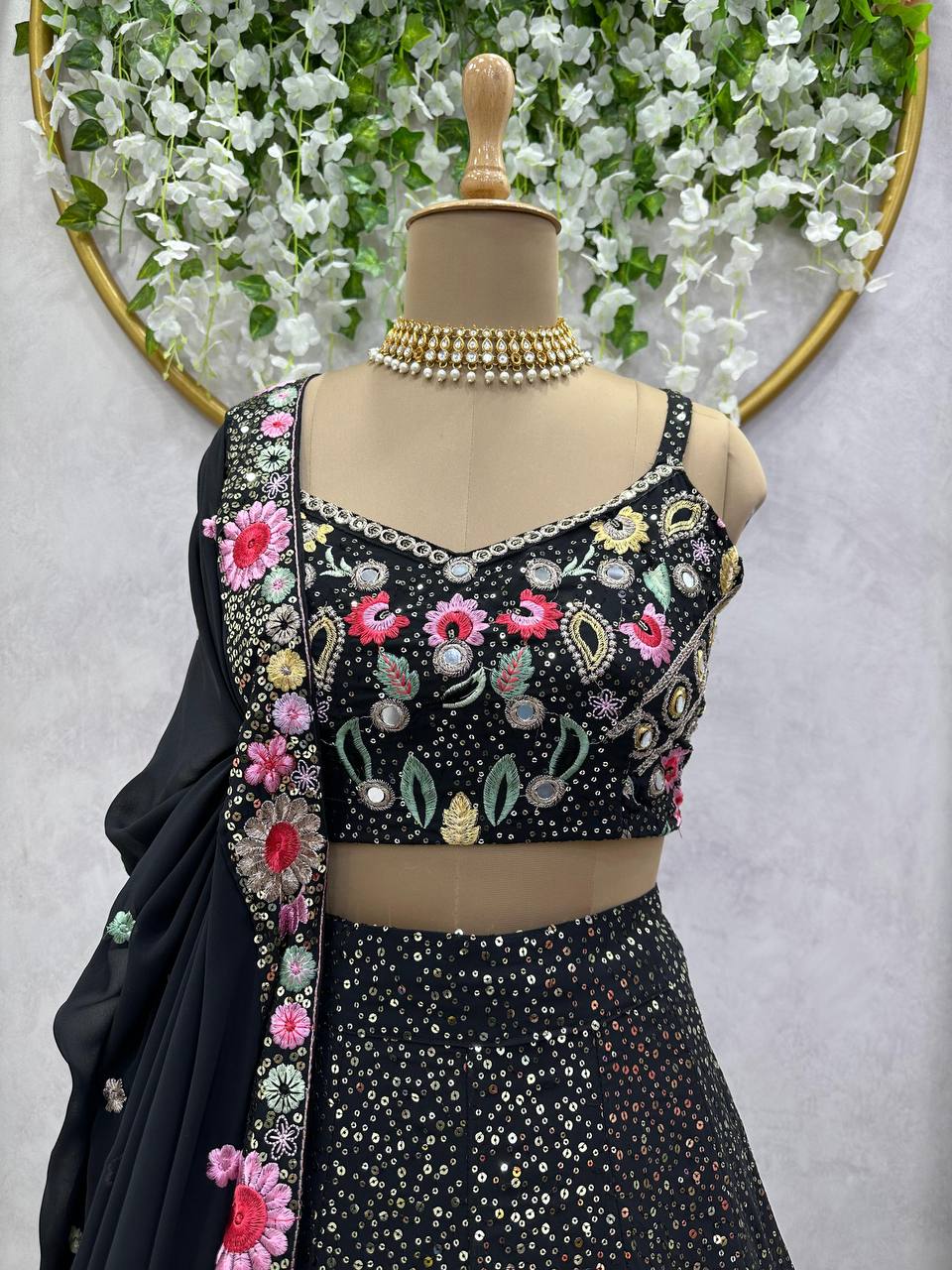 remium Faux Georgette for a lightweight and flowy drape Lehenga Choli -QRC-248