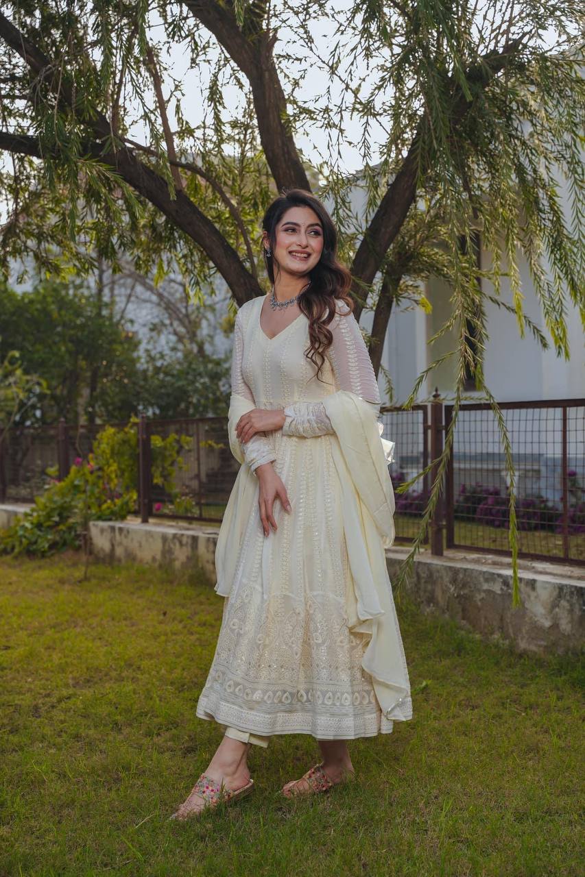 Cream Colour  Anarkali suit LF-G43