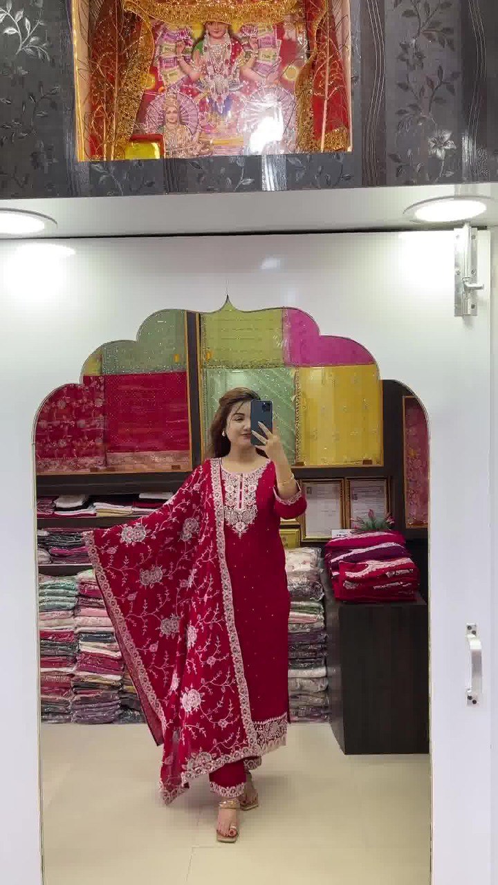 Maroon Color Heavy Kurta with dupatta and bottom G-72