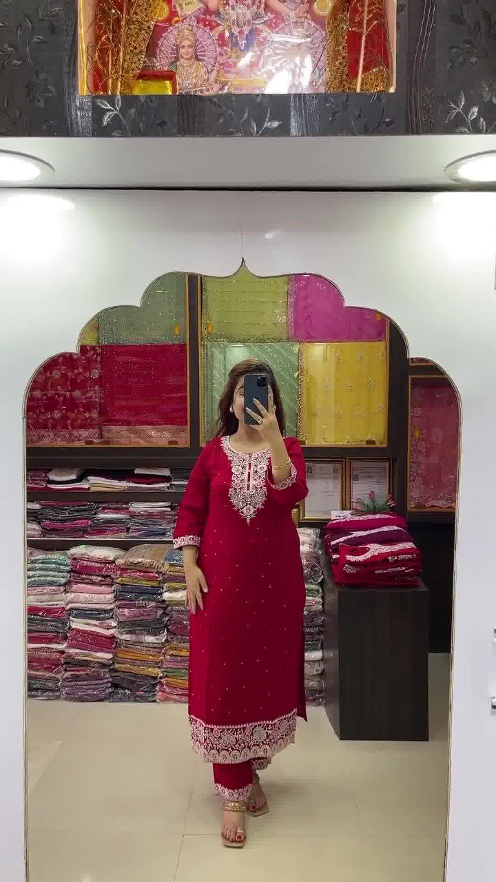 Maroon Color Heavy Kurta with dupatta and bottom G-72