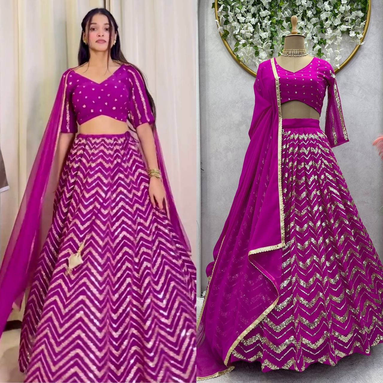 Premium Faux Georgette for a smooth and lightweight feel Lehenga Choli QRC-252