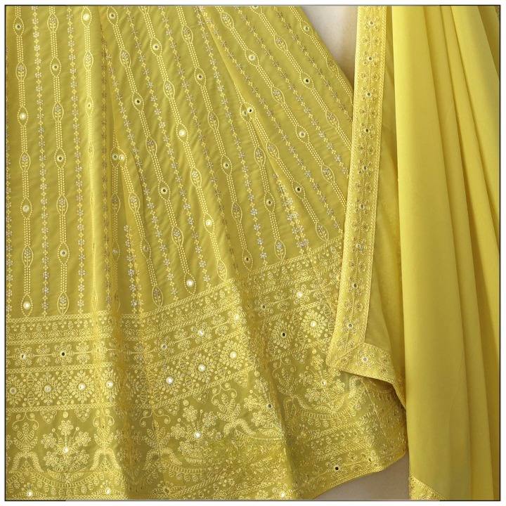 Yellow Color Embroidered Attractive Party Wear Georgette Lehenga choli LF-L44