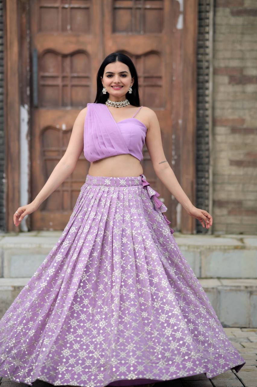 Designer Ready-to-Wear Crop-Top Lehenga Choli Set LW-7061