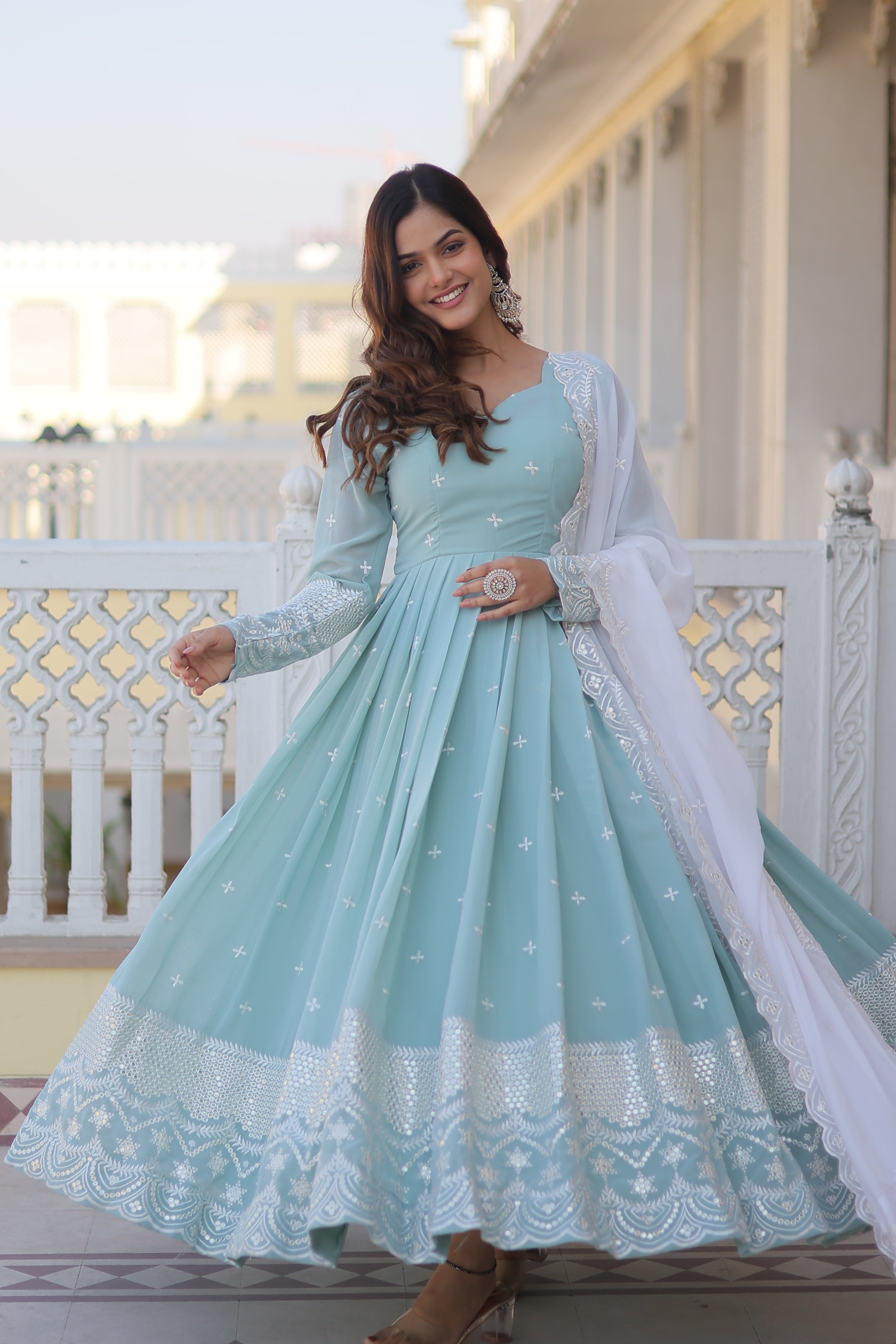 PREMIUM DESIGNER READYMADE ANARKALI SUIT SET [3 PIECES] LF-150